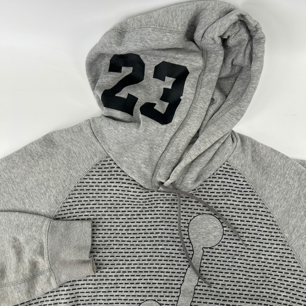 Jordan Hoodie Mens Large Gray Jumpman 23 Graphic Pullover Basketball Sweatshirt